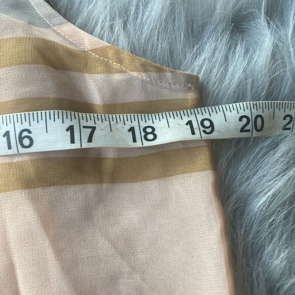 CABI Blouse Sz M Multicolor Striped Chiffon Sheer V-Neck Tank Top Shirt Womens - Picture 7 of 8